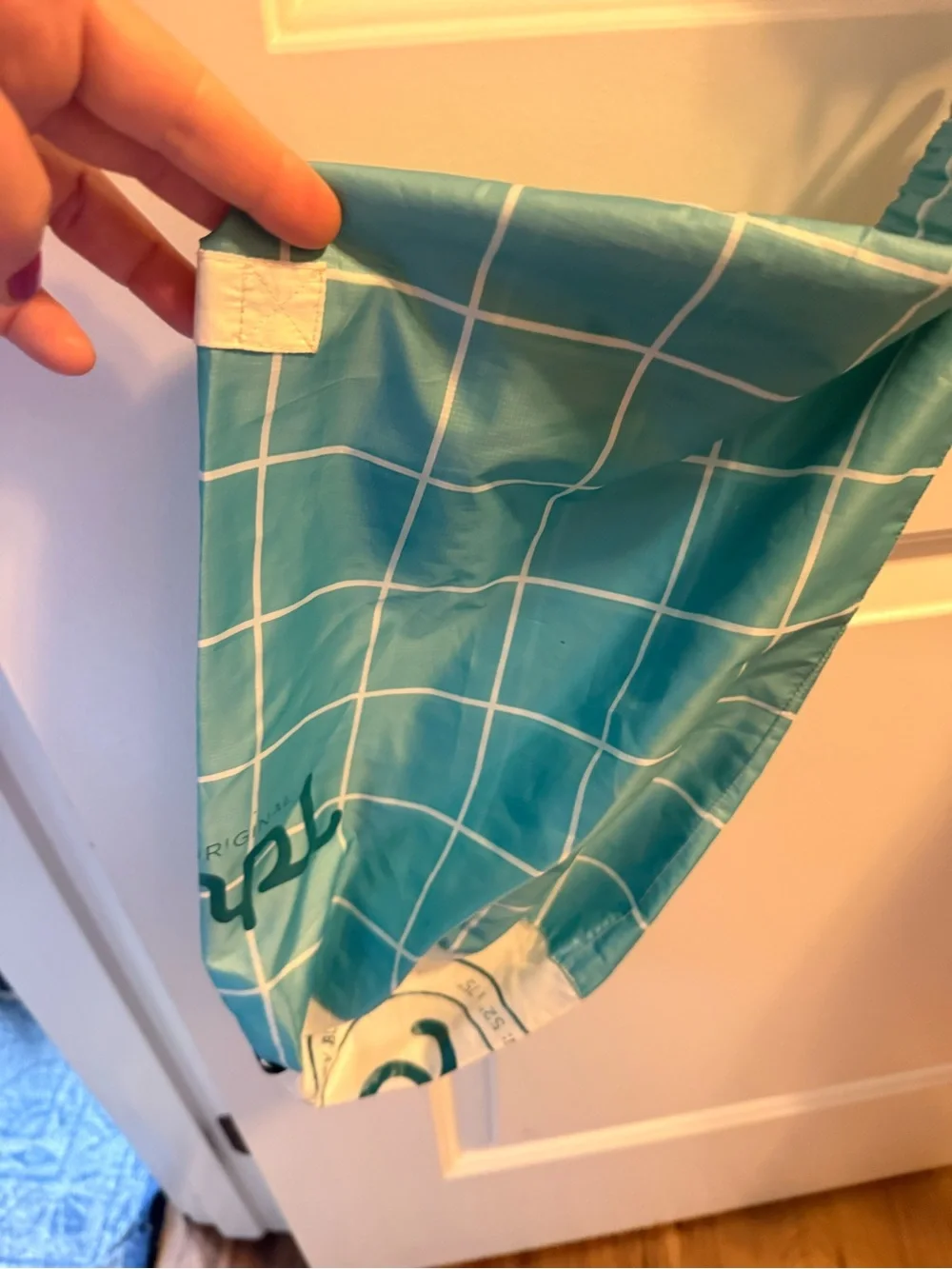 Rumpl Original Puffy Blanket - Teal Grid